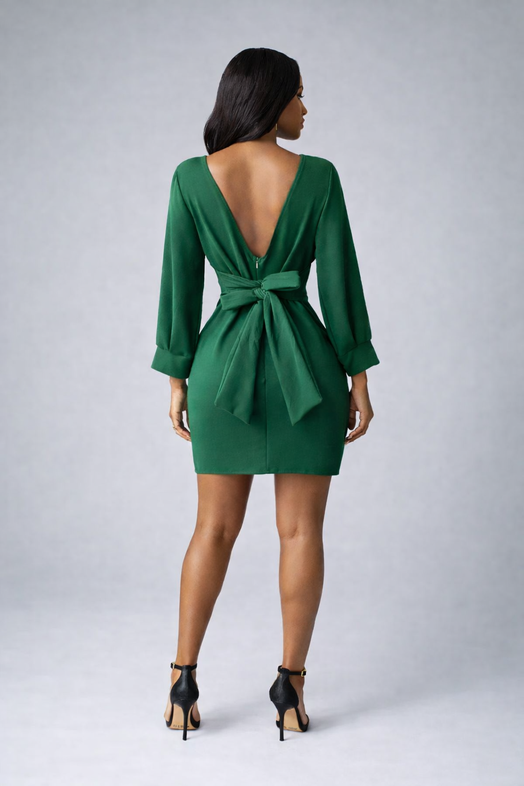 Vestido Vermelho Elegante Manga Longa