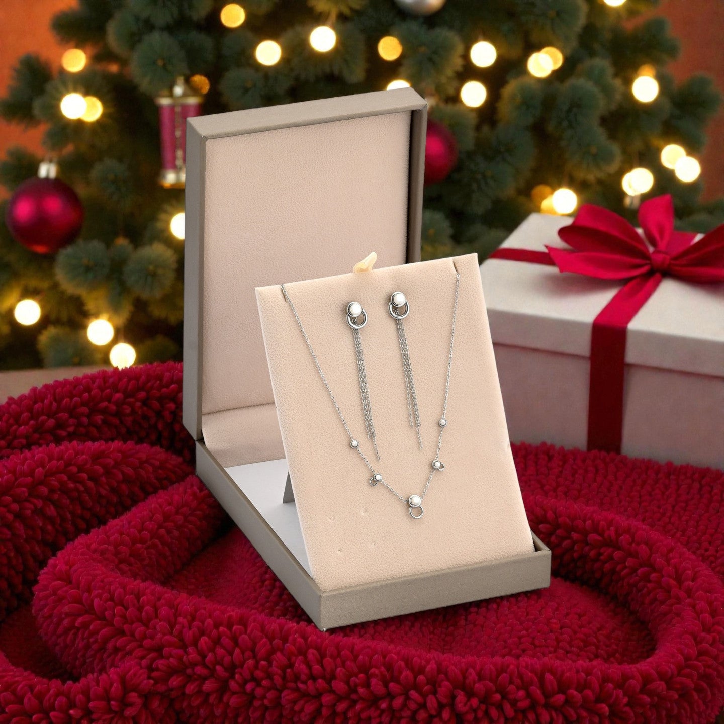 Conjunto em Aço com Pérolas