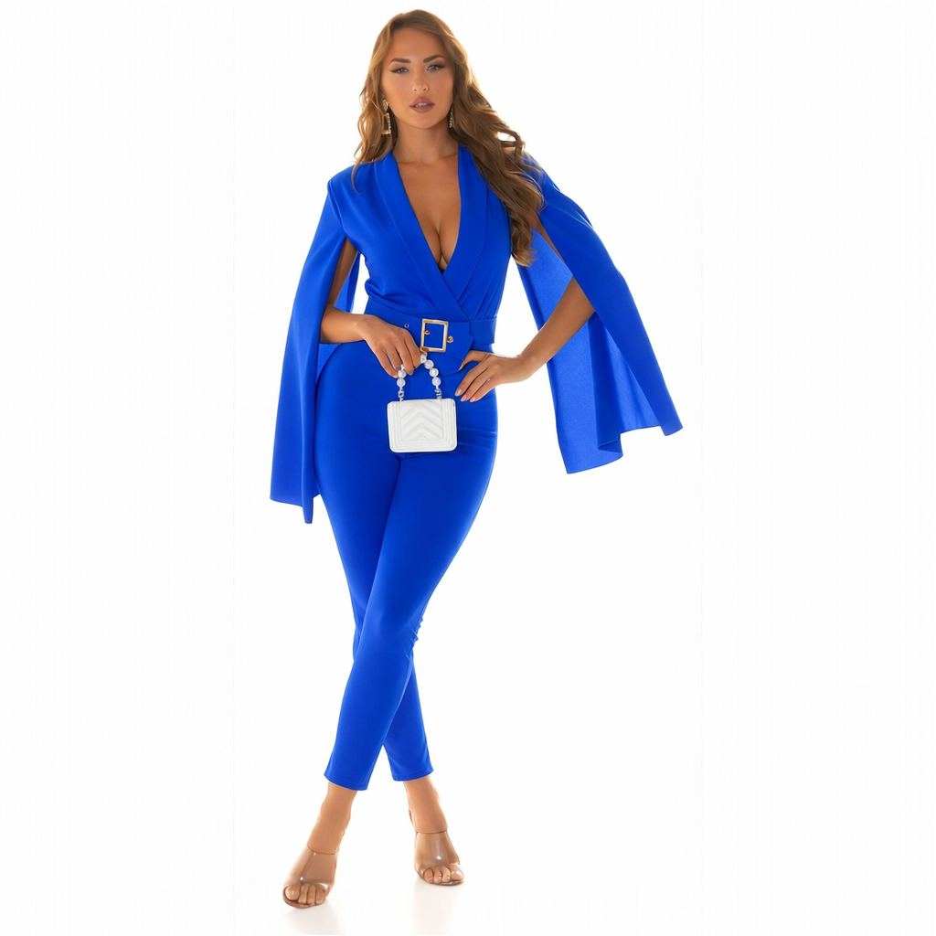 Macacão Elegante com Capa e Cinto