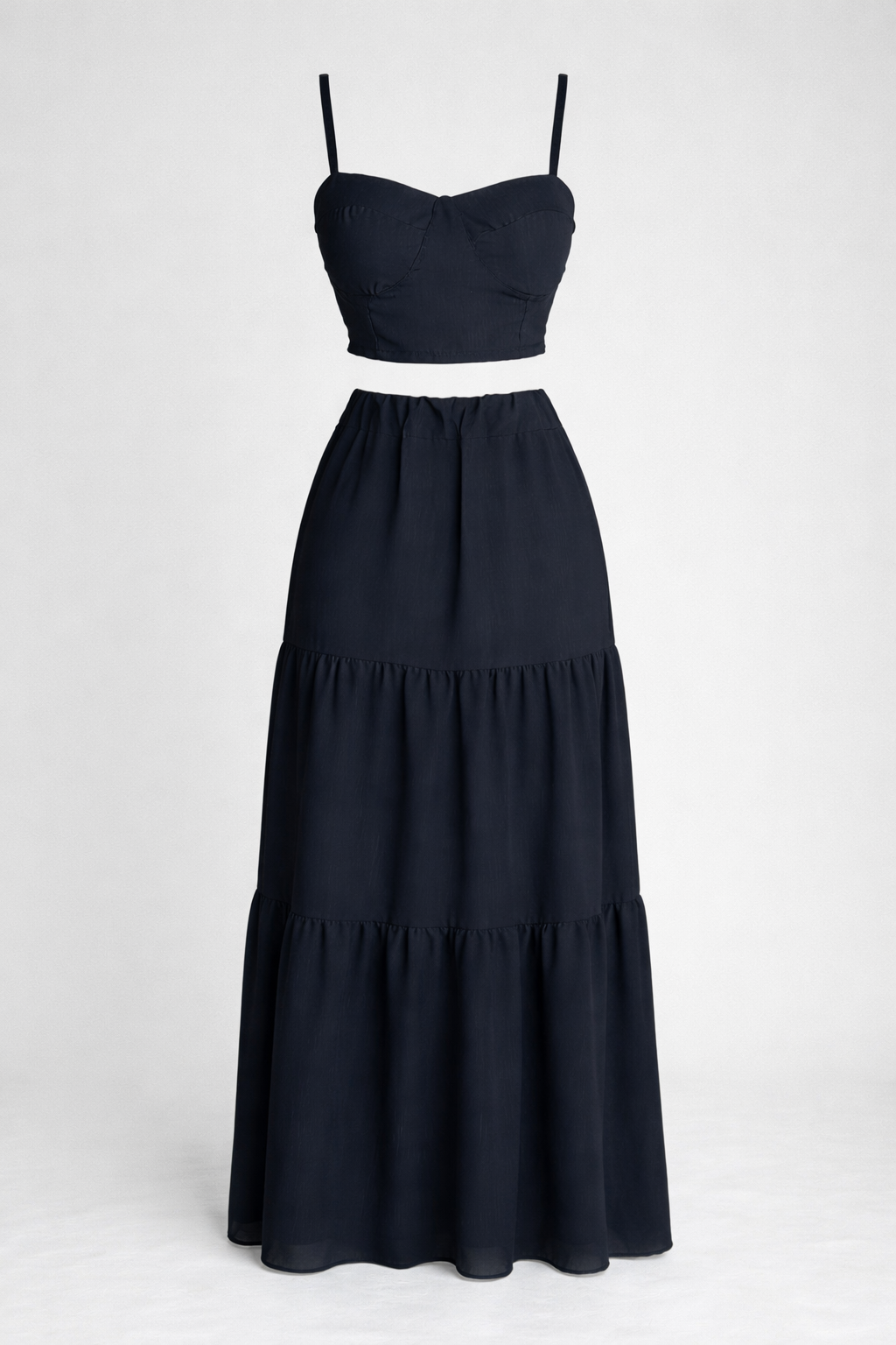 Conjunto 2 Peças Preto - Top e Saia Longa