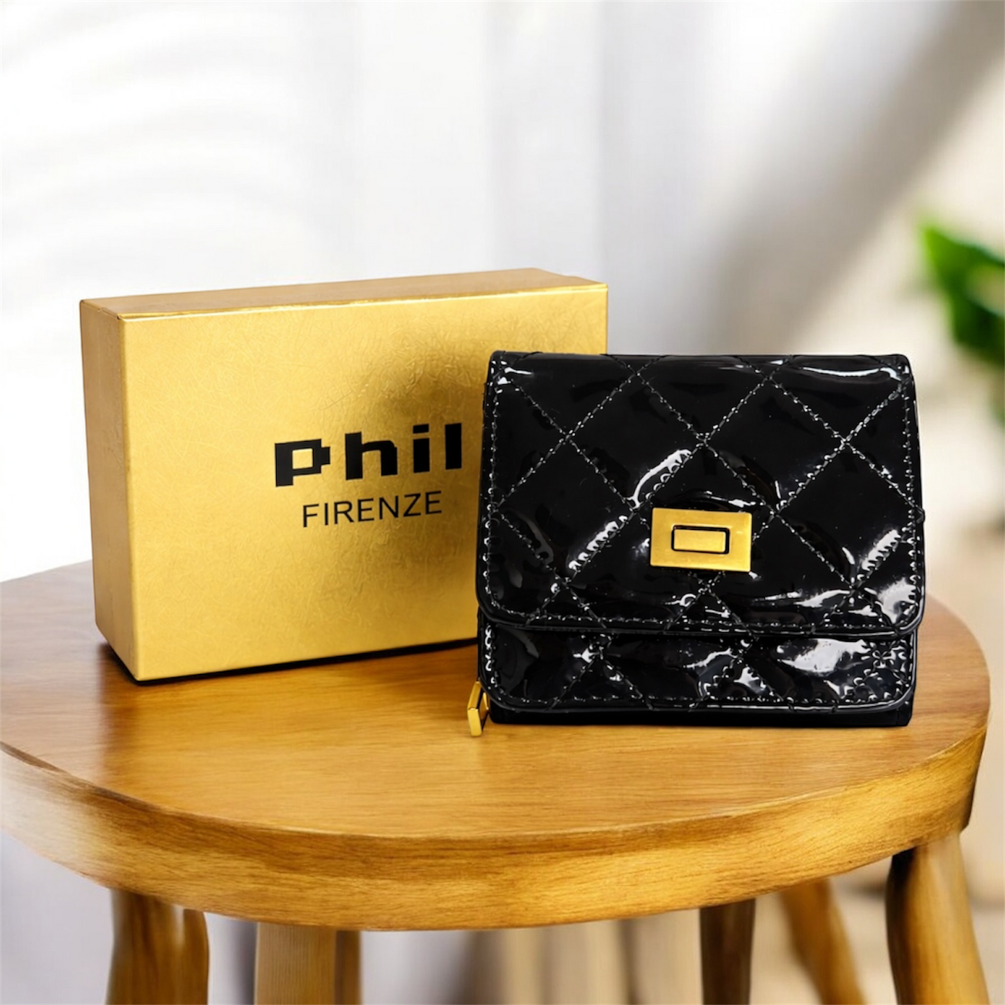 Carteira com Porta-Moedas e Corrente de Ombro