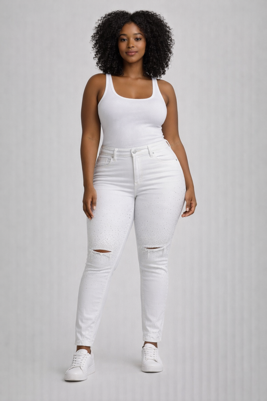 Calça Jean com Brilho Plus Size