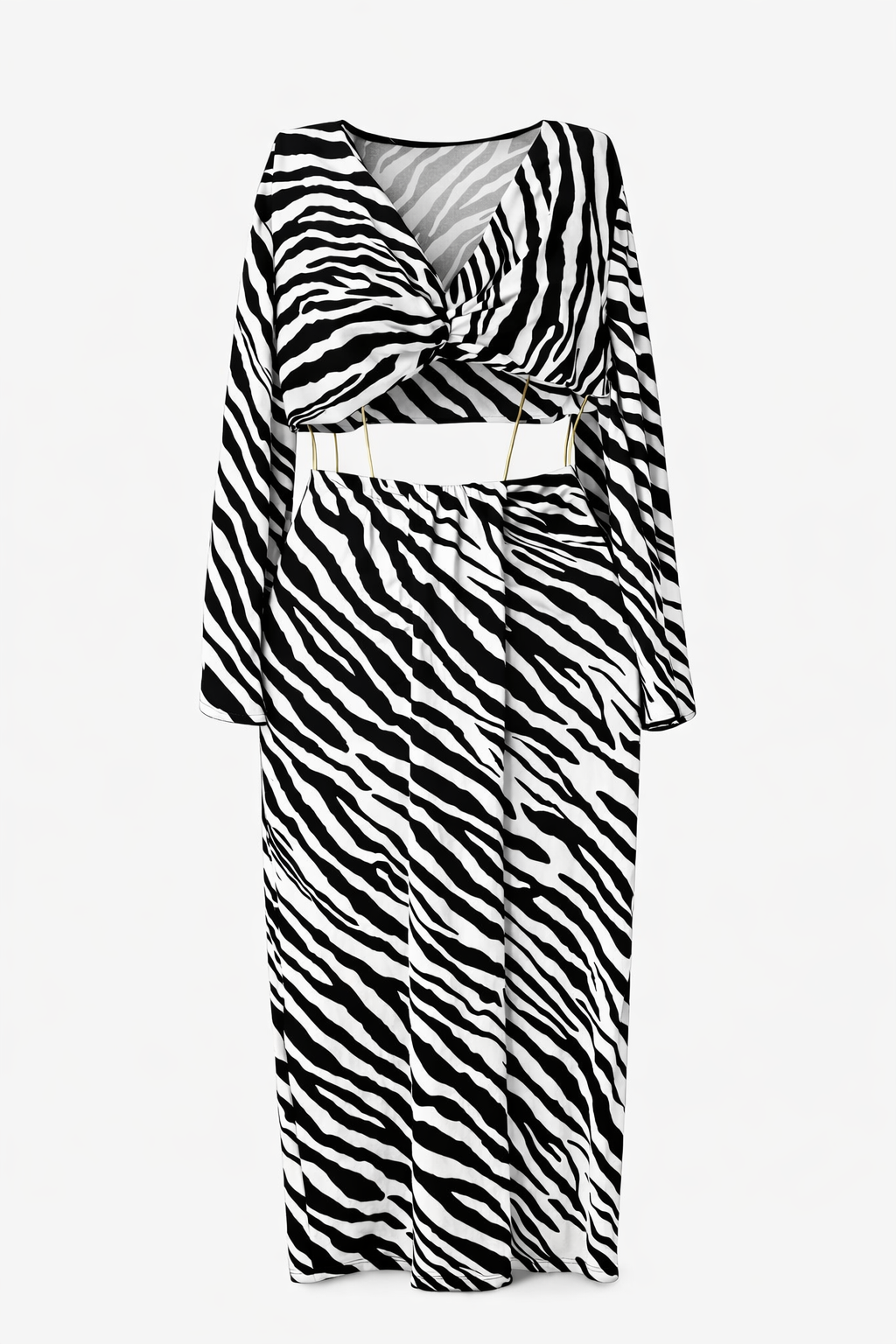 Conjunto de saia com estampa de zebra - Preto/Branco
