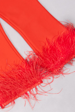 Conjuto miss circle vermelho com penas