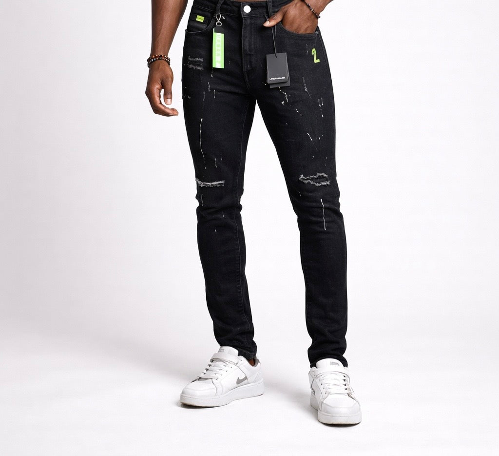 Calça Jeans Masculina Preta Rasgada