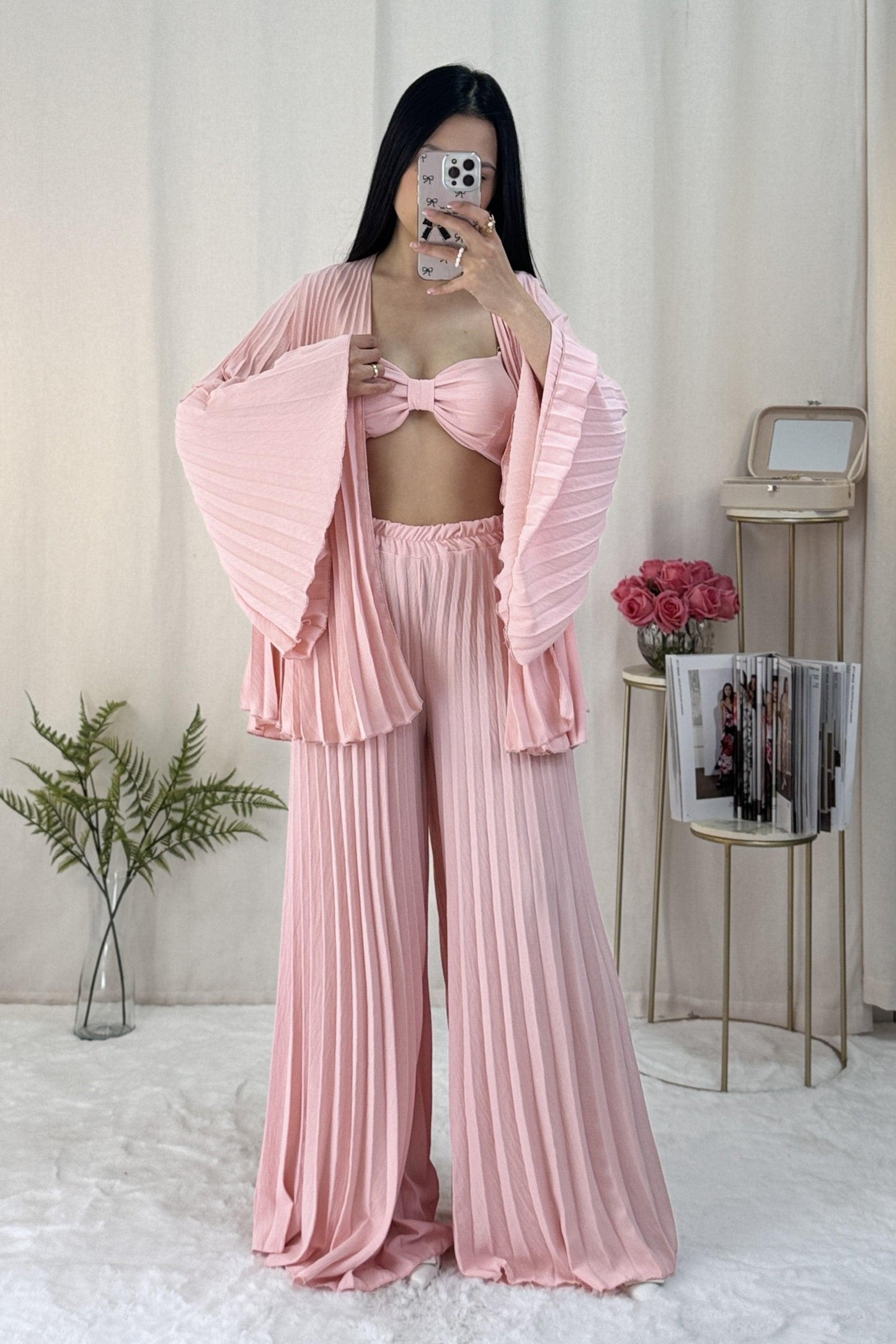 Conjunto de 3 Pcs Plisado